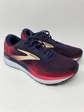 Brooks Ghost 16 Running Shoes Sneakers Womens 9.5 Blue Pink White 1204071B422
